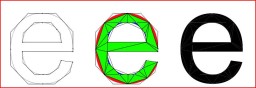 The letter e rendered as curved outline